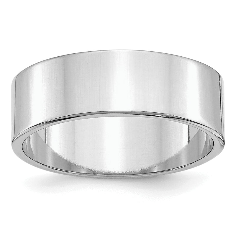 Sterling Silver Rhodium Plated 7mm Flat Size 4 Band