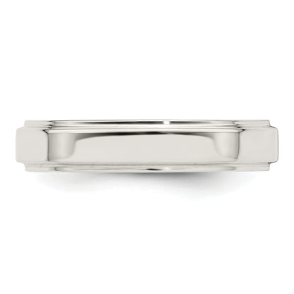 Sterling Silver 4mm Flat With Step Edge Size 4 Band