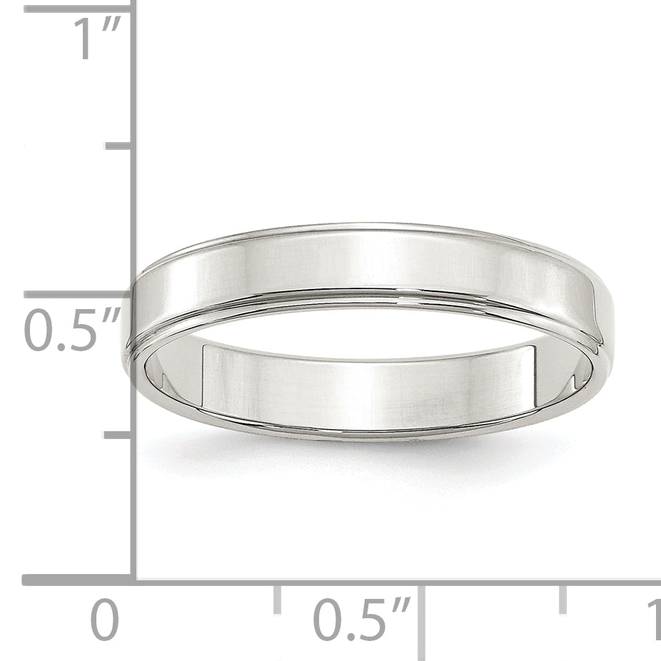 Sterling Silver 4mm Flat With Step Edge Size 4 Band
