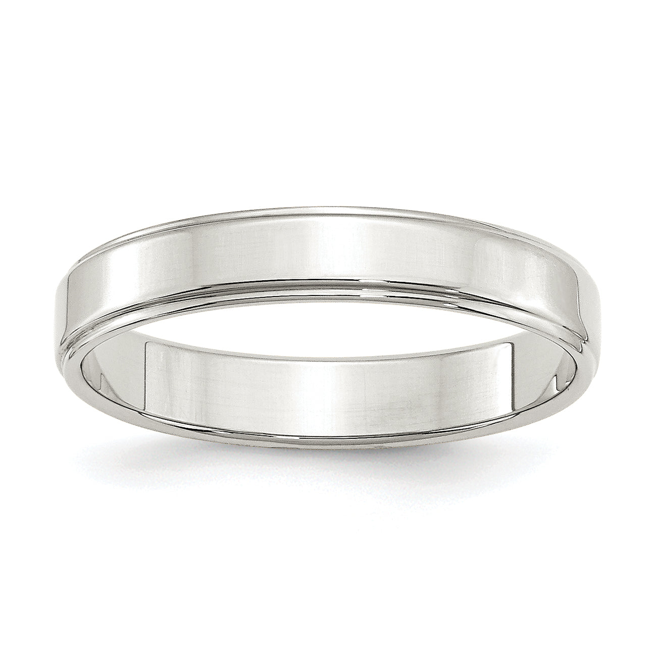 Sterling Silver 4mm Flat With Step Edge Size 4 Band
