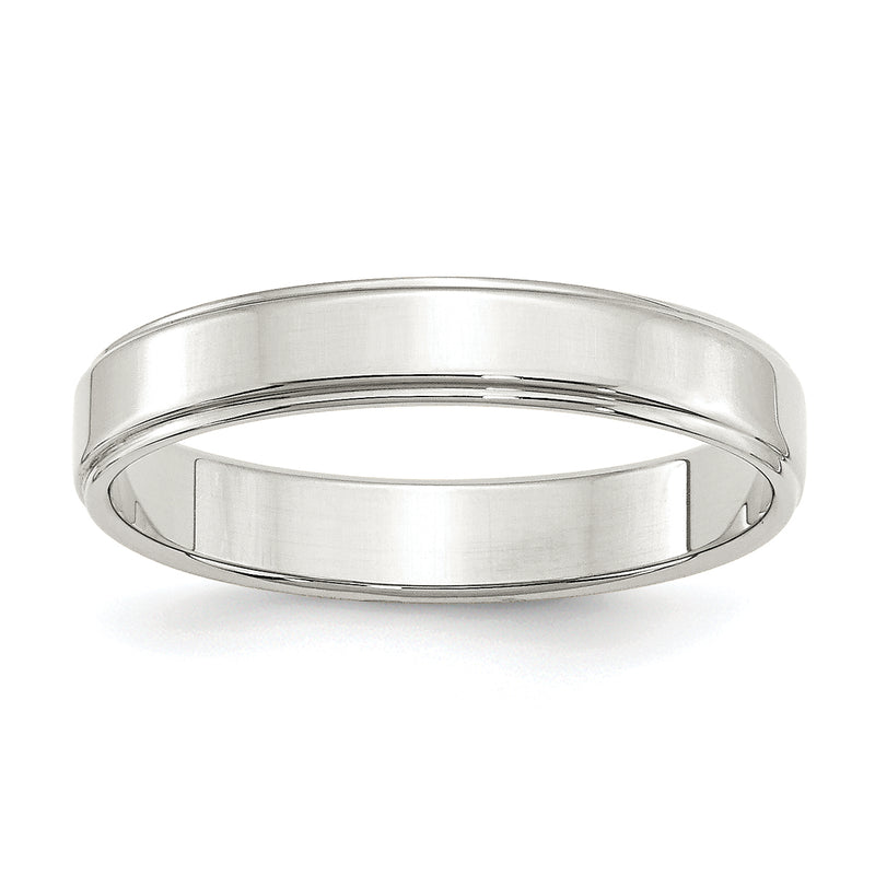 Sterling Silver 4mm Flat With Step Edge Size 4 Band