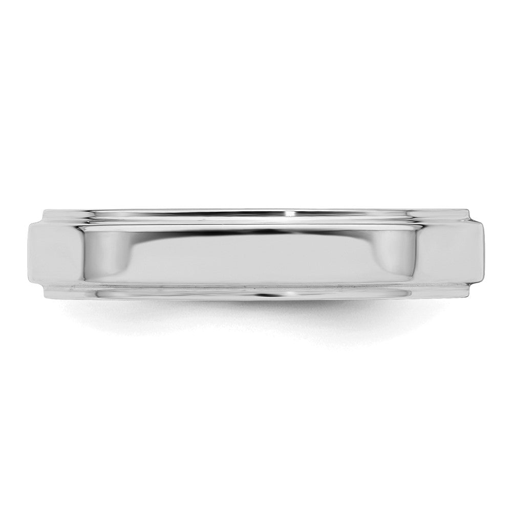 Sterling Silver Rhodium-Plated 4mm Flat W/ Step Edge Band
