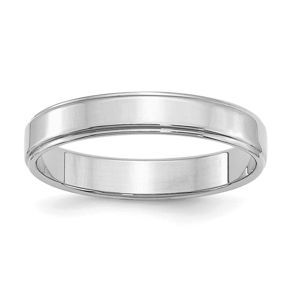 Sterling Silver Rhodium-Plated 4mm Flat W/ Step Edge Band