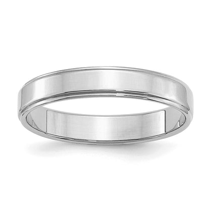 Sterling Silver Rhodium-Plated 4mm Flat W/ Step Edge Band