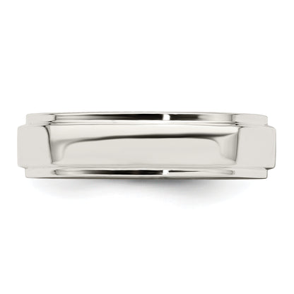 Sterling Silver 5mm Flat With Step Edge Size 4 Band