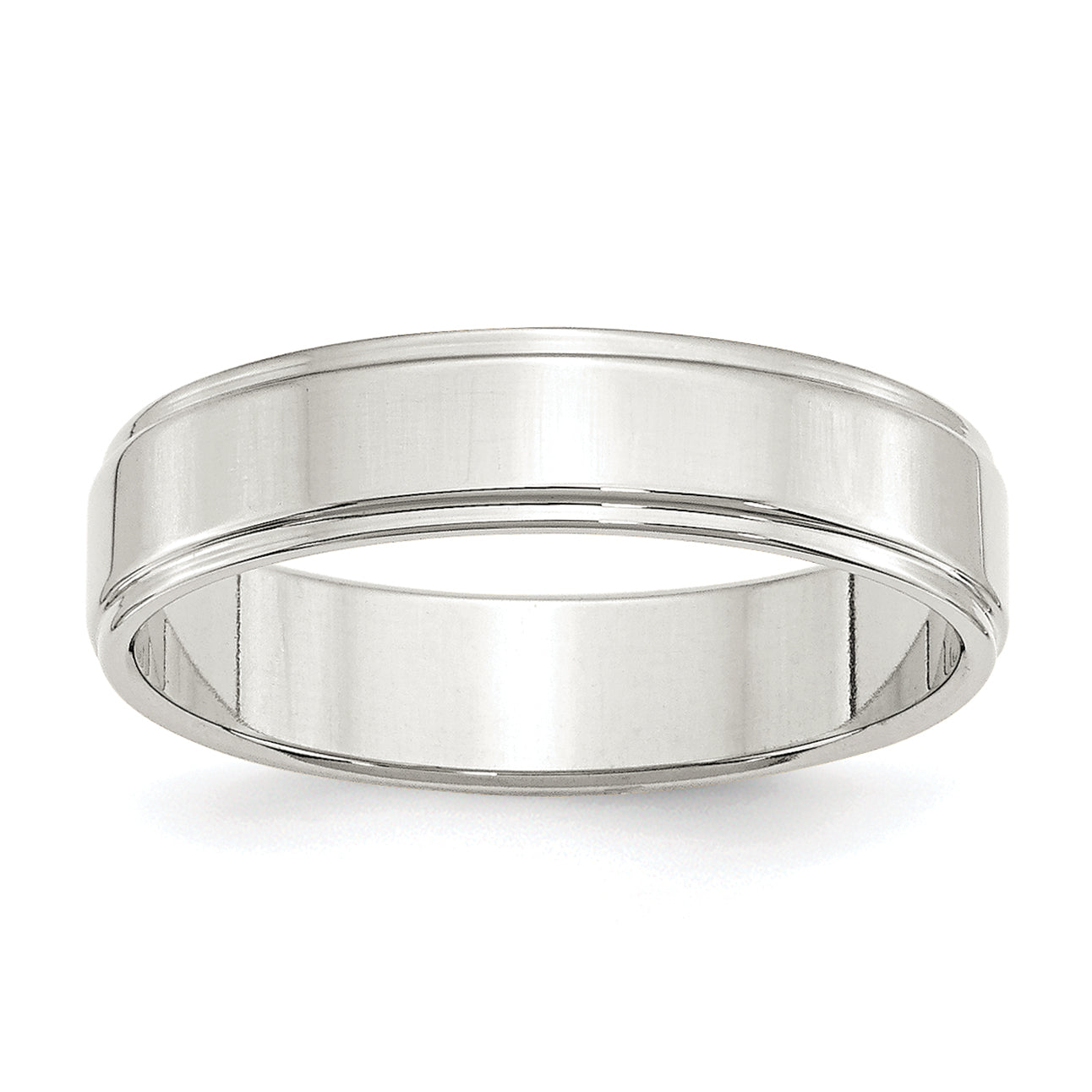 Sterling Silver 5mm Flat With Step Edge Size 4 Band