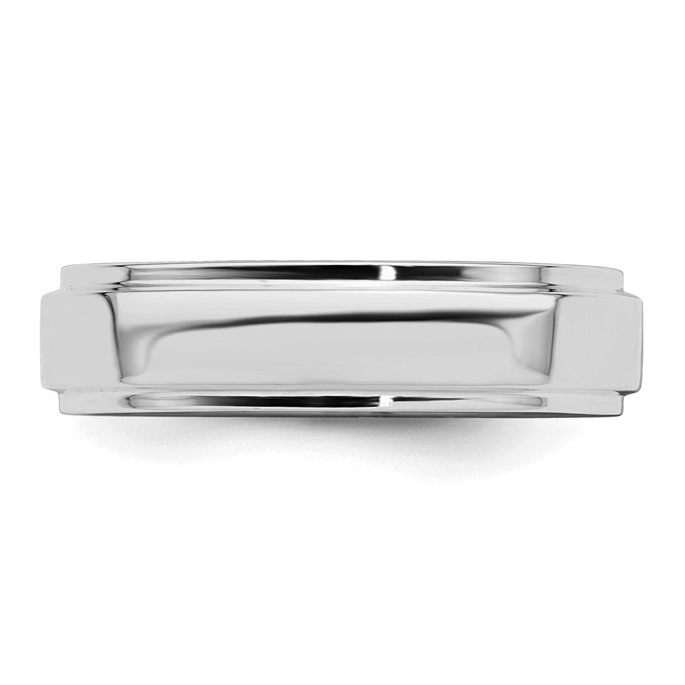 Sterling Silver Rhodium-Plated 5mm Flat W/ Step Edge Band