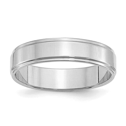 Sterling Silver Rhodium-Plated 5mm Flat W/ Step Edge Band