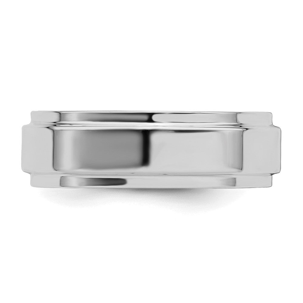 Sterling Silver Rhodium-Plated 6mm Flat W/ Step Edge Band