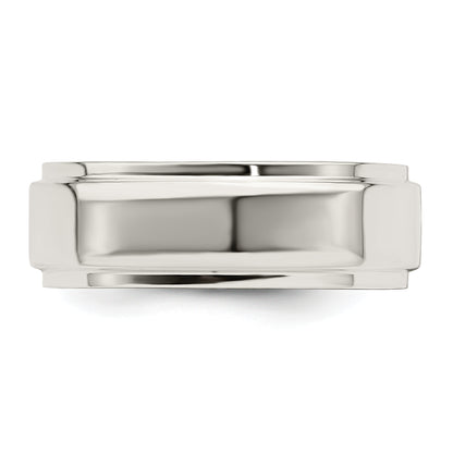 Sterling Silver 7mm Flat With Step Edge Size 4 Band