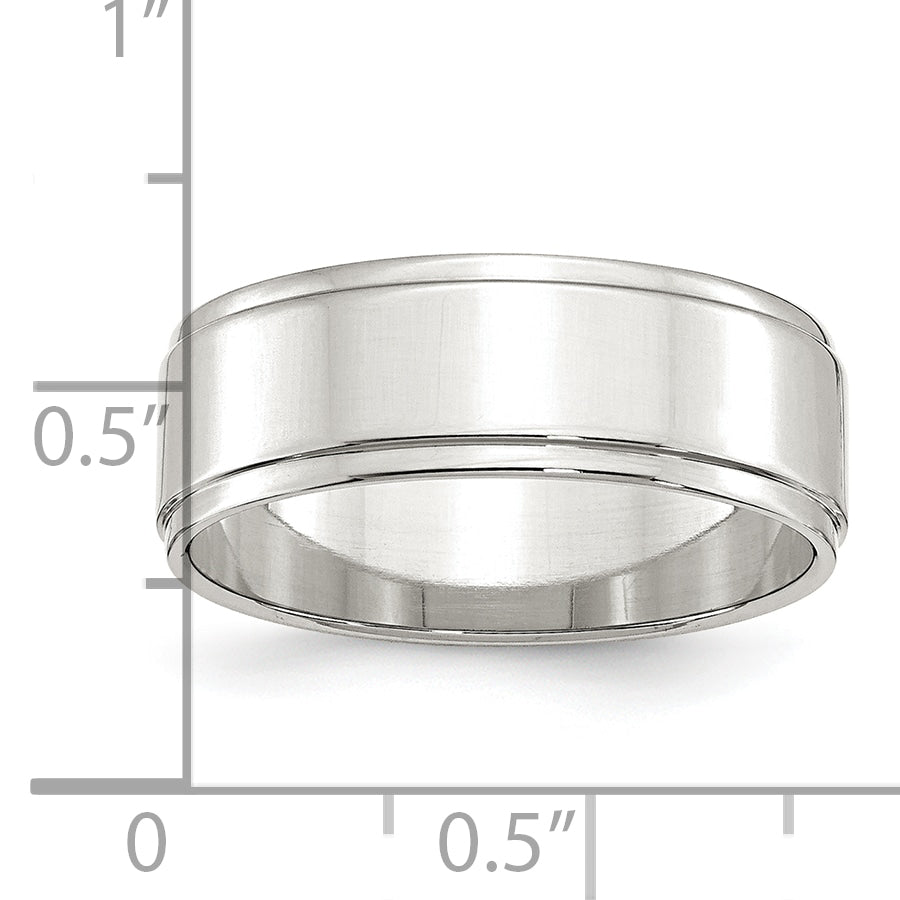 Sterling Silver 7mm Flat With Step Edge Size 4 Band