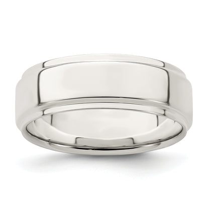 Sterling Silver 7mm Flat With Step Edge Size 4 Band