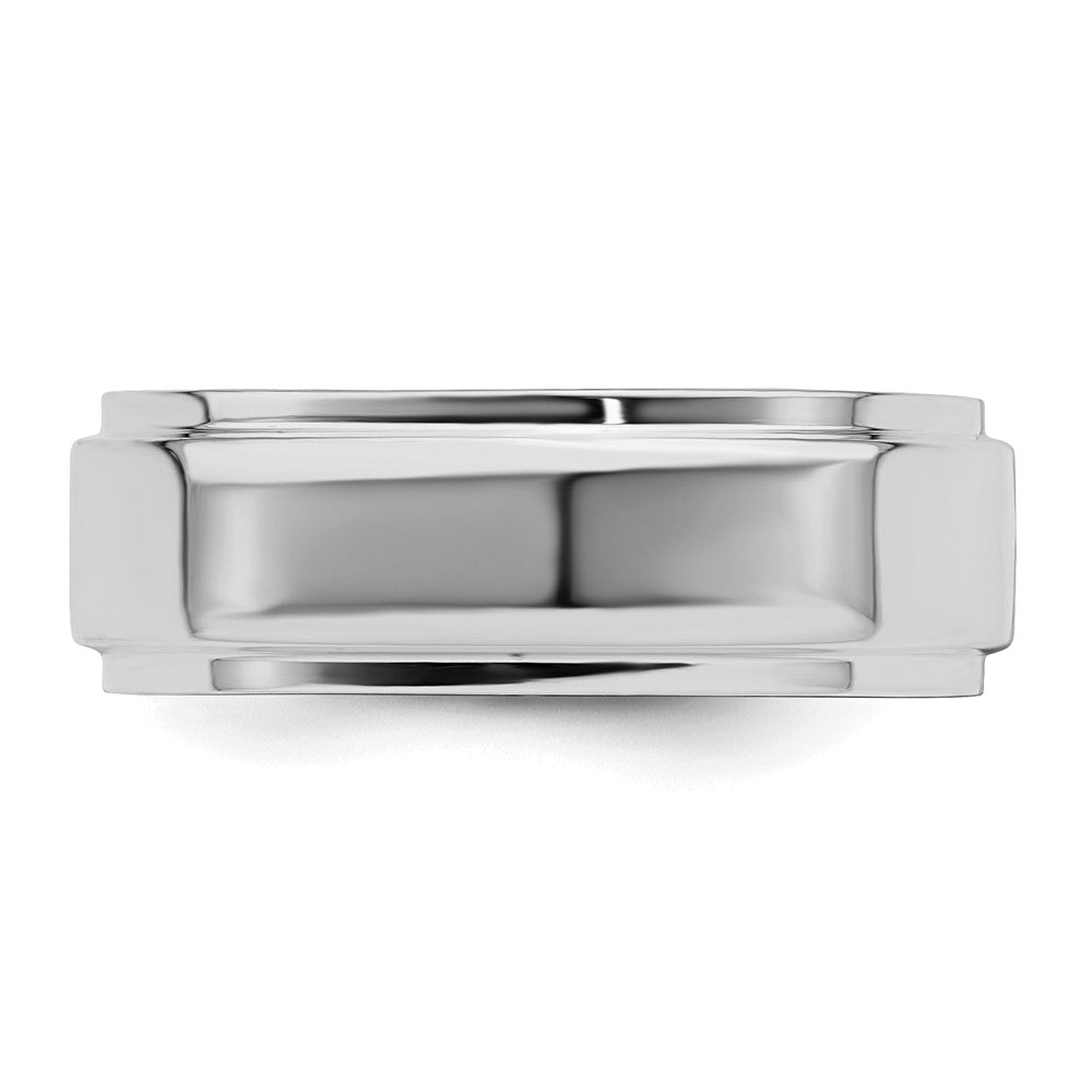 Sterling Silver Rhodium-Plated 7mm Flat W/ Step Edge Band
