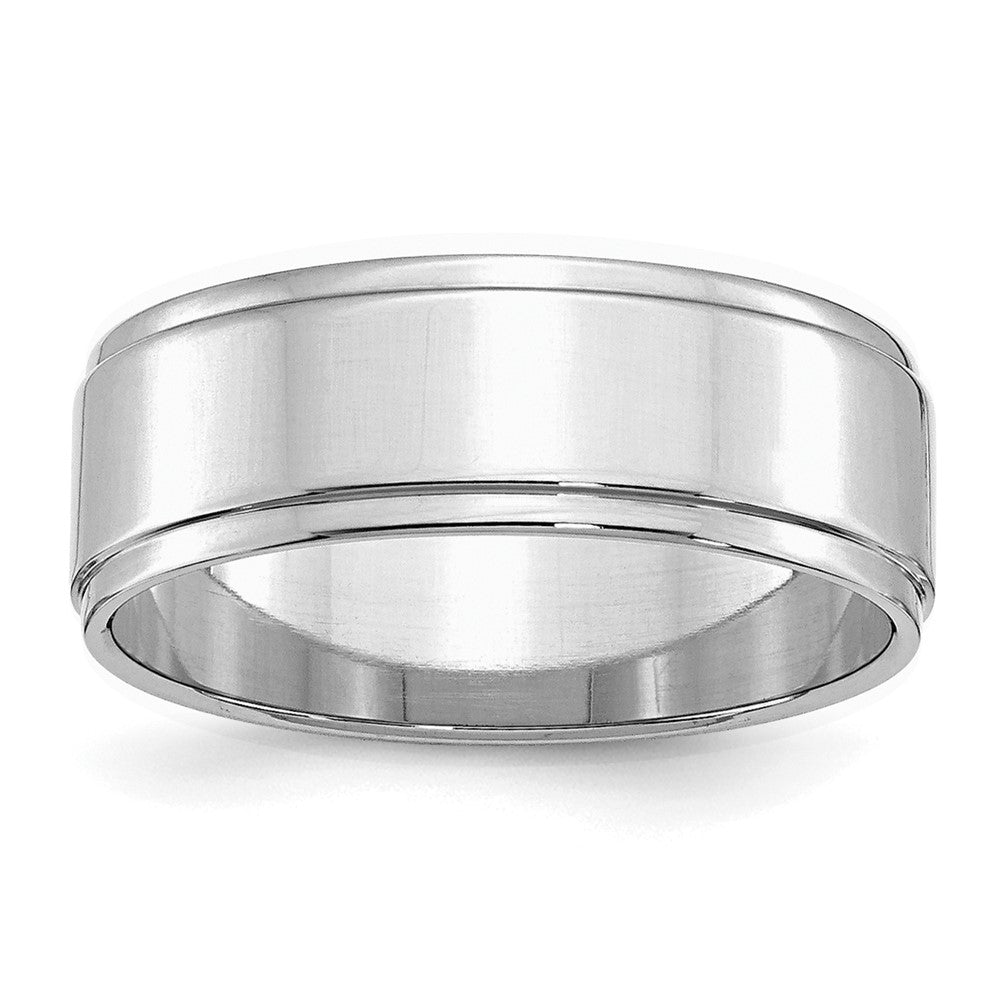 Sterling Silver Rhodium-Plated 7mm Flat W/ Step Edge Band