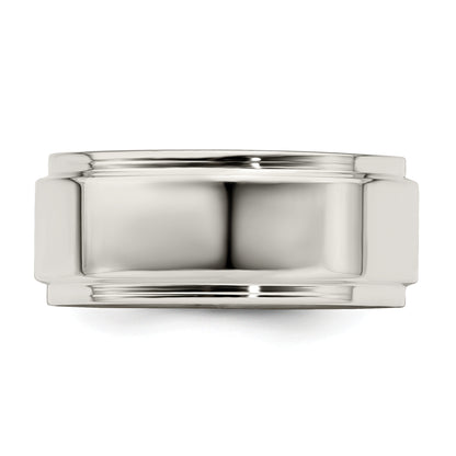 Sterling Silver 8mm Flat With Step Edge Size 4 Band