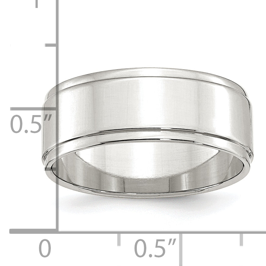 Sterling Silver 8mm Flat With Step Edge Size 4 Band