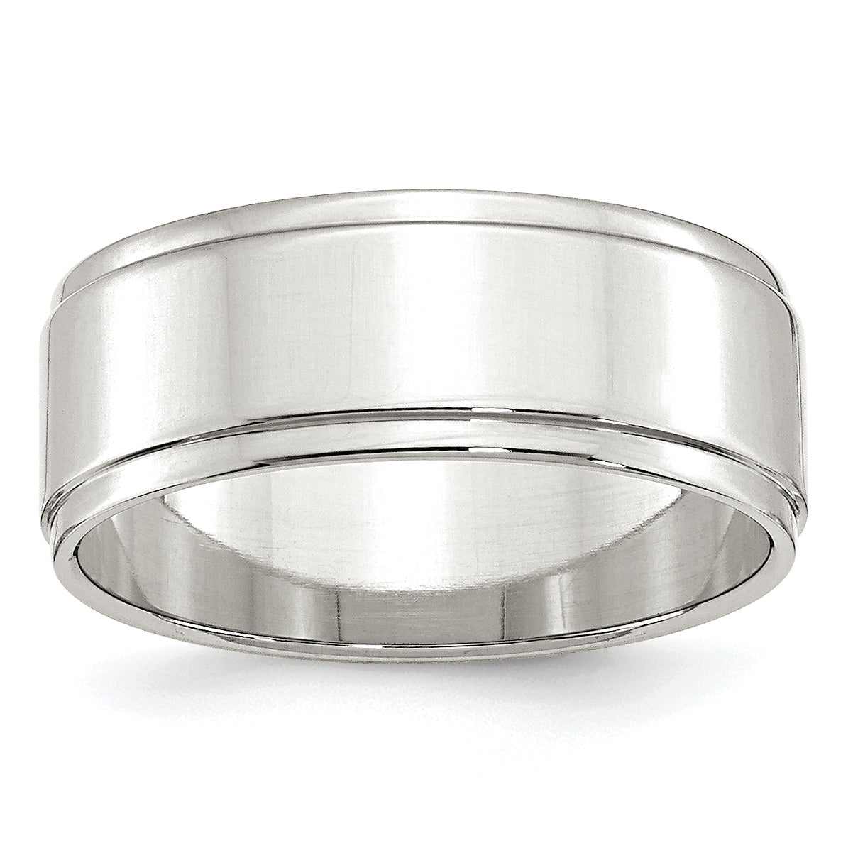Sterling Silver 8mm Flat With Step Edge Size 4 Band