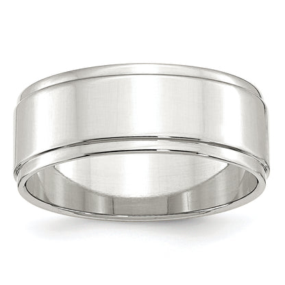 Sterling Silver 8mm Flat With Step Edge Size 4 Band