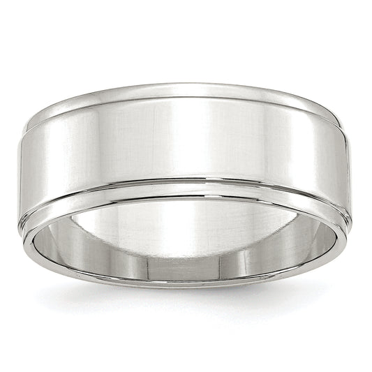 Sterling Silver 8mm Flat With Step Edge Size 4 Band