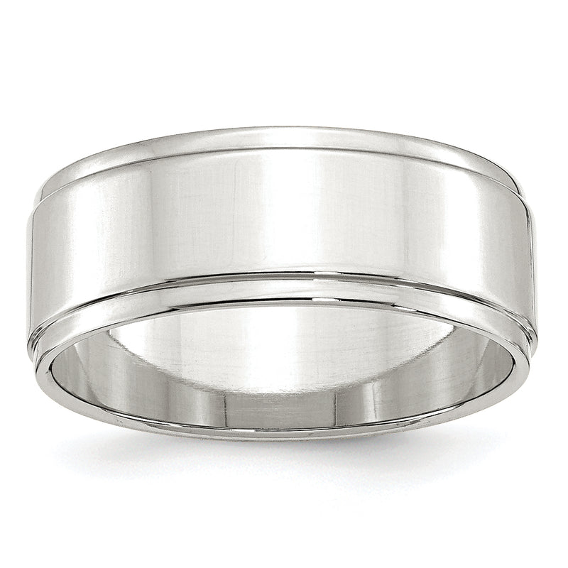 Sterling Silver 8mm Flat With Step Edge Size 4 Band