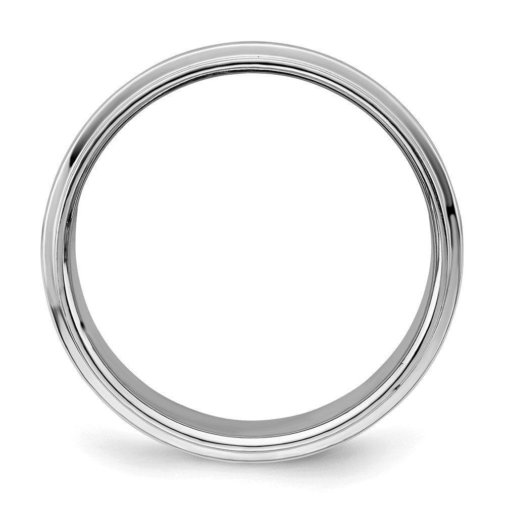 Sterling Silver Rhodium-Plated 8mm Flat W/ Step Edge Band