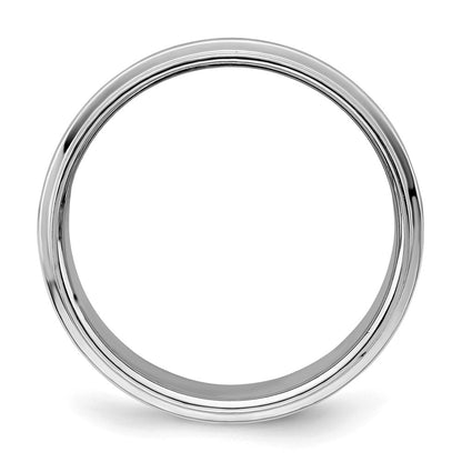 Sterling Silver Rhodium-Plated 8mm Flat W/ Step Edge Band