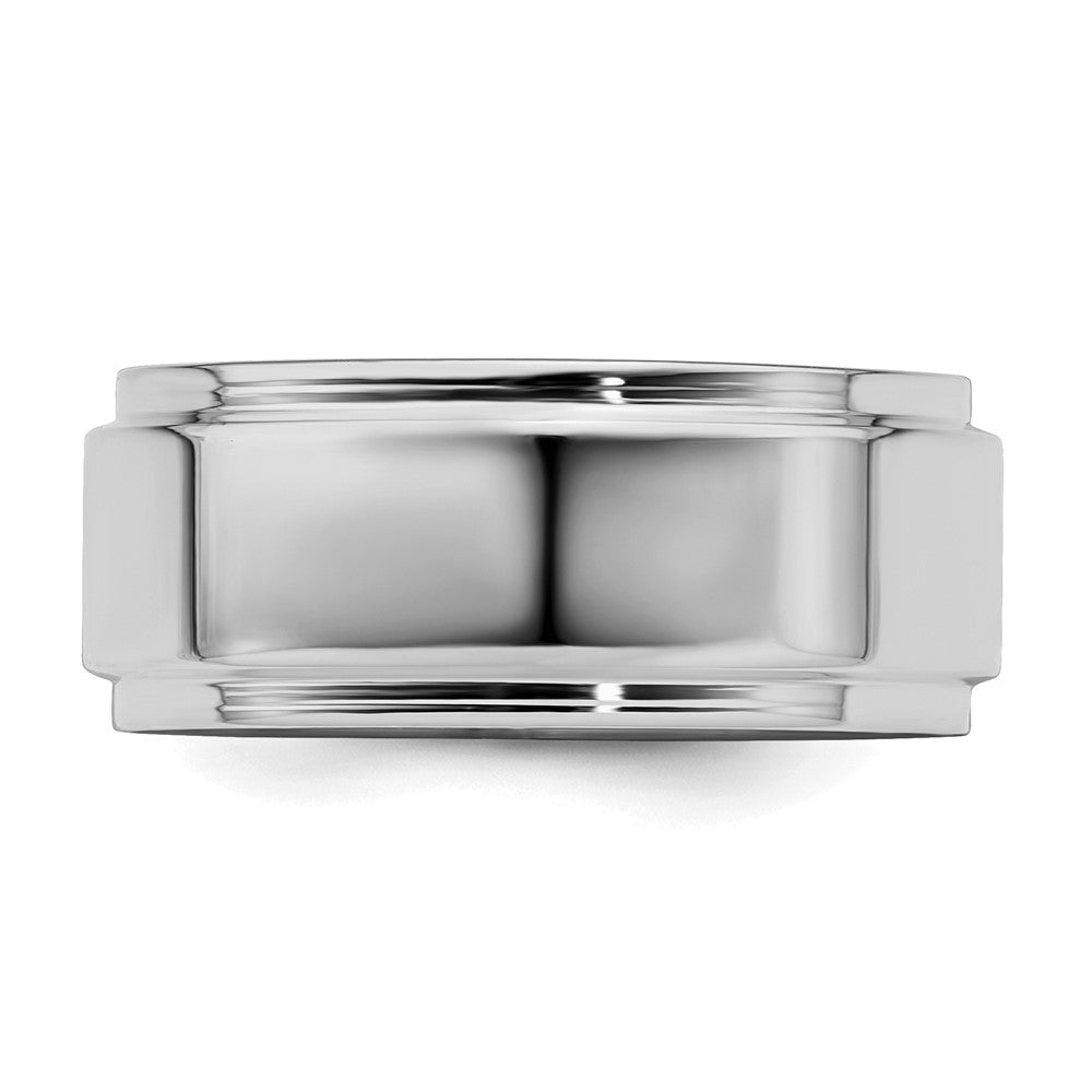 Sterling Silver Rhodium-Plated 8mm Flat W/ Step Edge Band