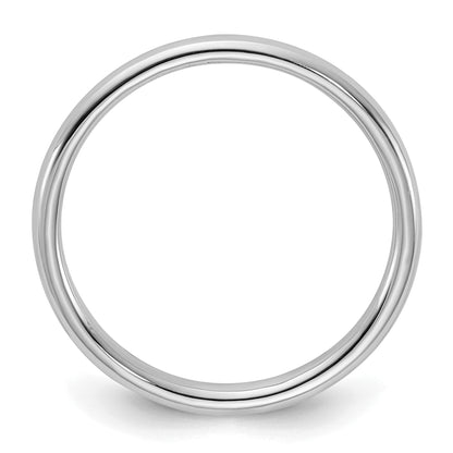 Sterling Silver Rhodium Plated 2mm Half Round Size 6.5 Band