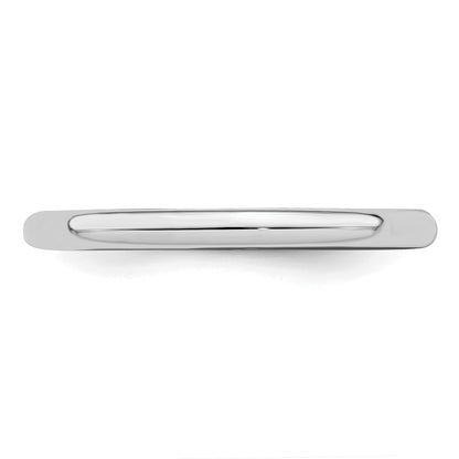 Sterling Silver Rhodium Plated 2mm Half Round Size 6.5 Band