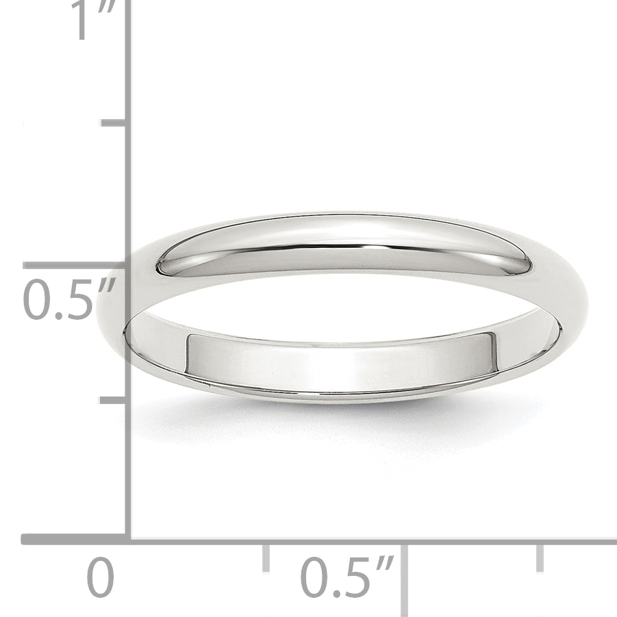Sterling Silver 3mm Half Round Size 4 Band