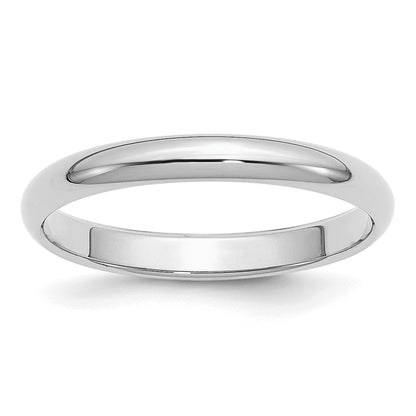Sterling Silver Rhodium-Plated 3mm Half-Round Band