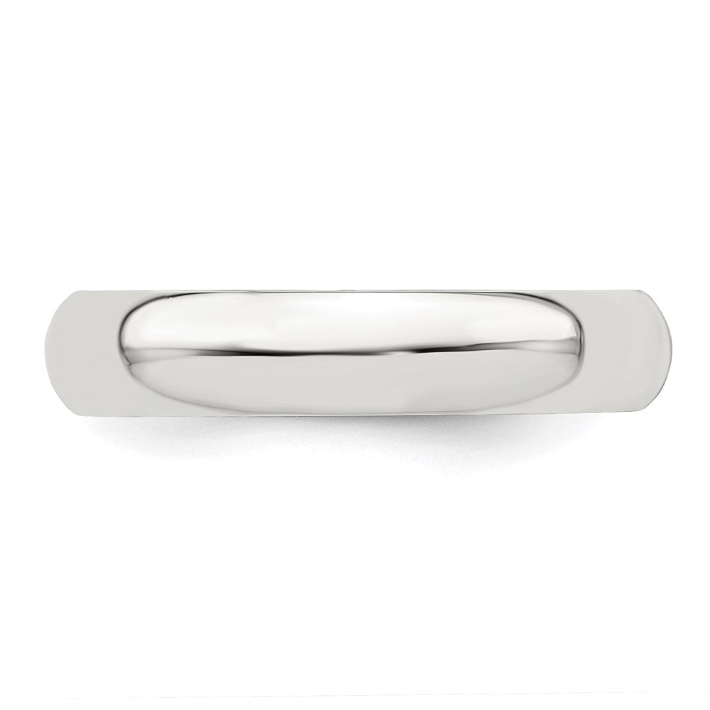 Sterling Silver Rhodium Plated 4mm Half Round Size 9.5 Band (Size 9.5 Only)