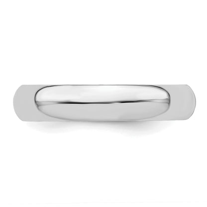 Sterling Silver Rhodium Plated 4mm Half Round Size 9.5 Band (Size 9.5 Only)
