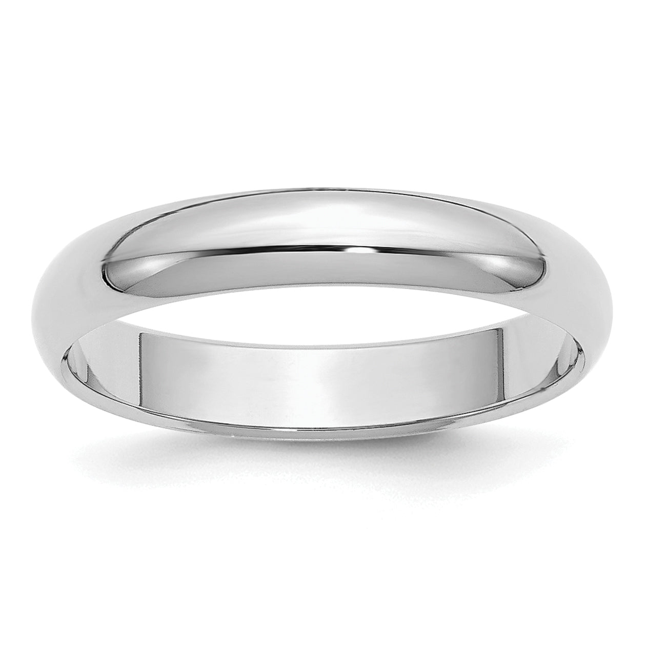 Sterling Silver Rhodium Plated 4mm Half Round Size 9.5 Band (Size 9.5 Only)
