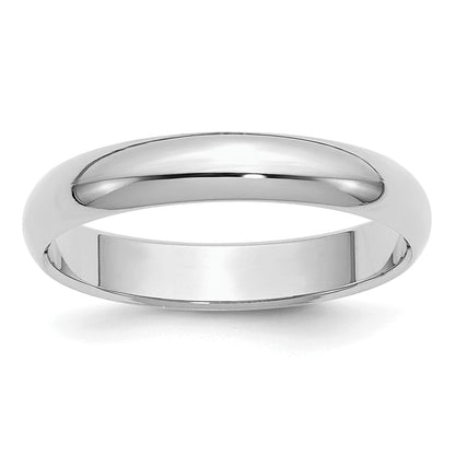 Sterling Silver Rhodium Plated 4mm Half Round Size 9.5 Band (Size 9.5 Only)