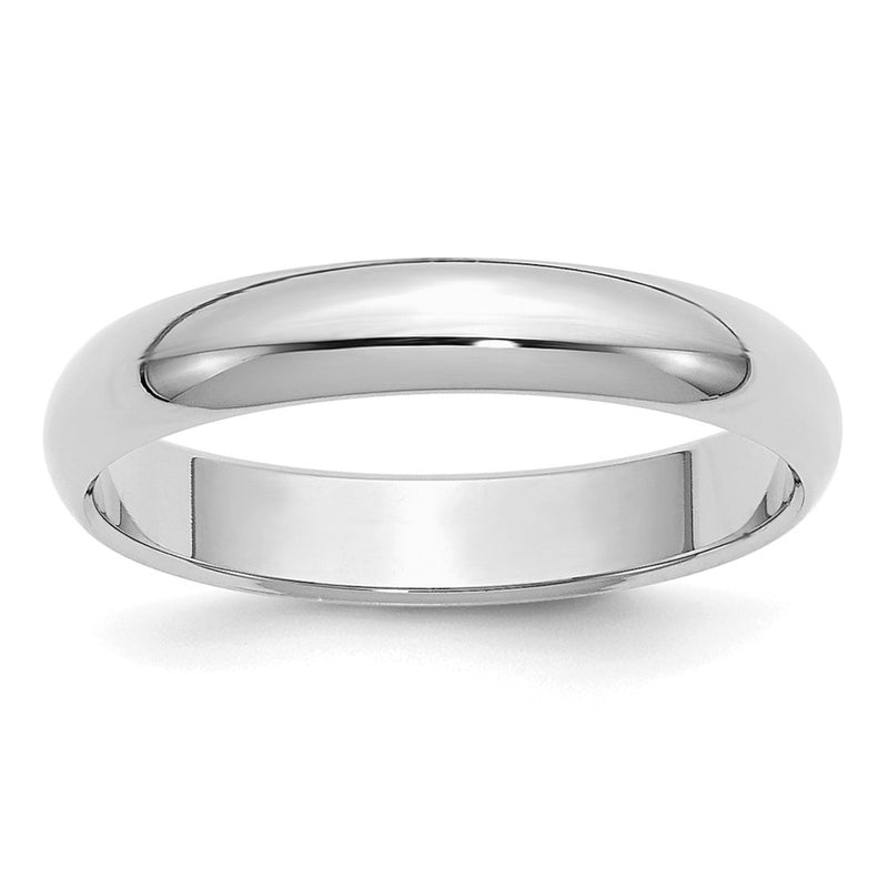 Sterling Silver Rhodium Plated 4mm Half Round Size 9.5 Band (Size 9.5 Only)