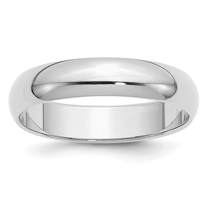 Sterling Silver Rhodium-Plated 5mm Half-Round Band