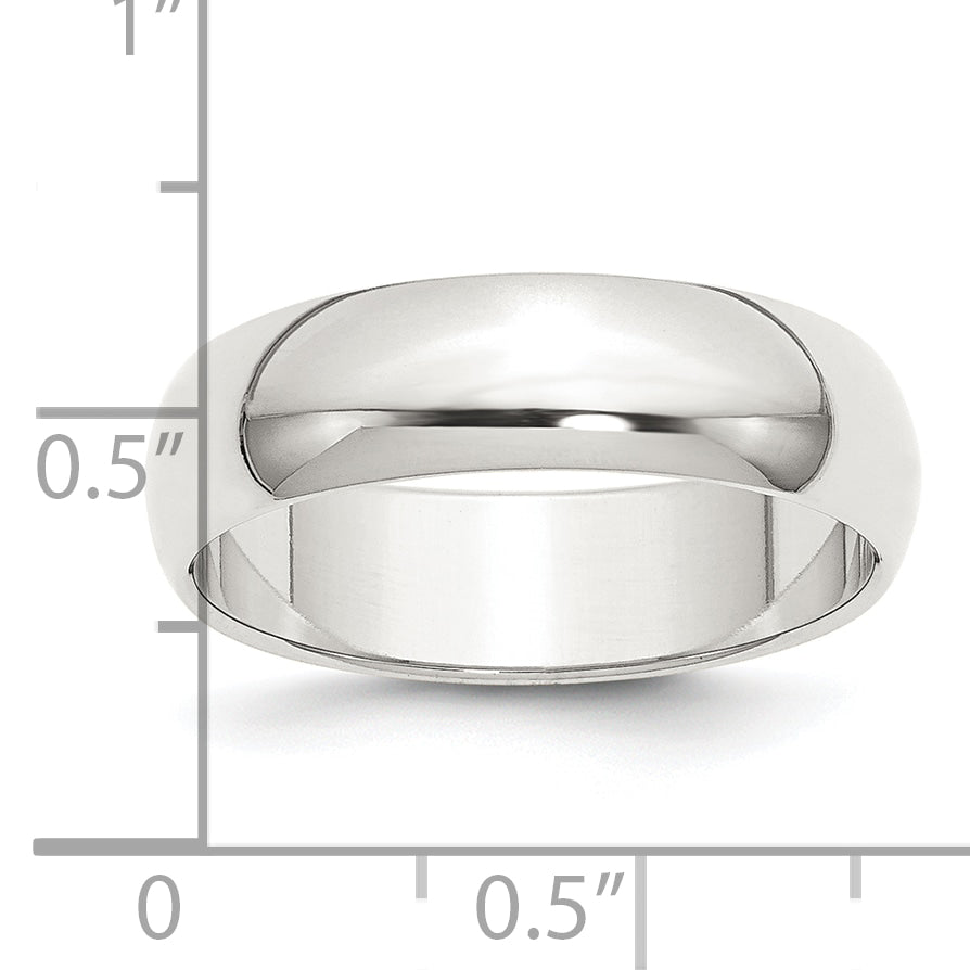 Sterling Silver 6mm Half Round Size 4 Band
