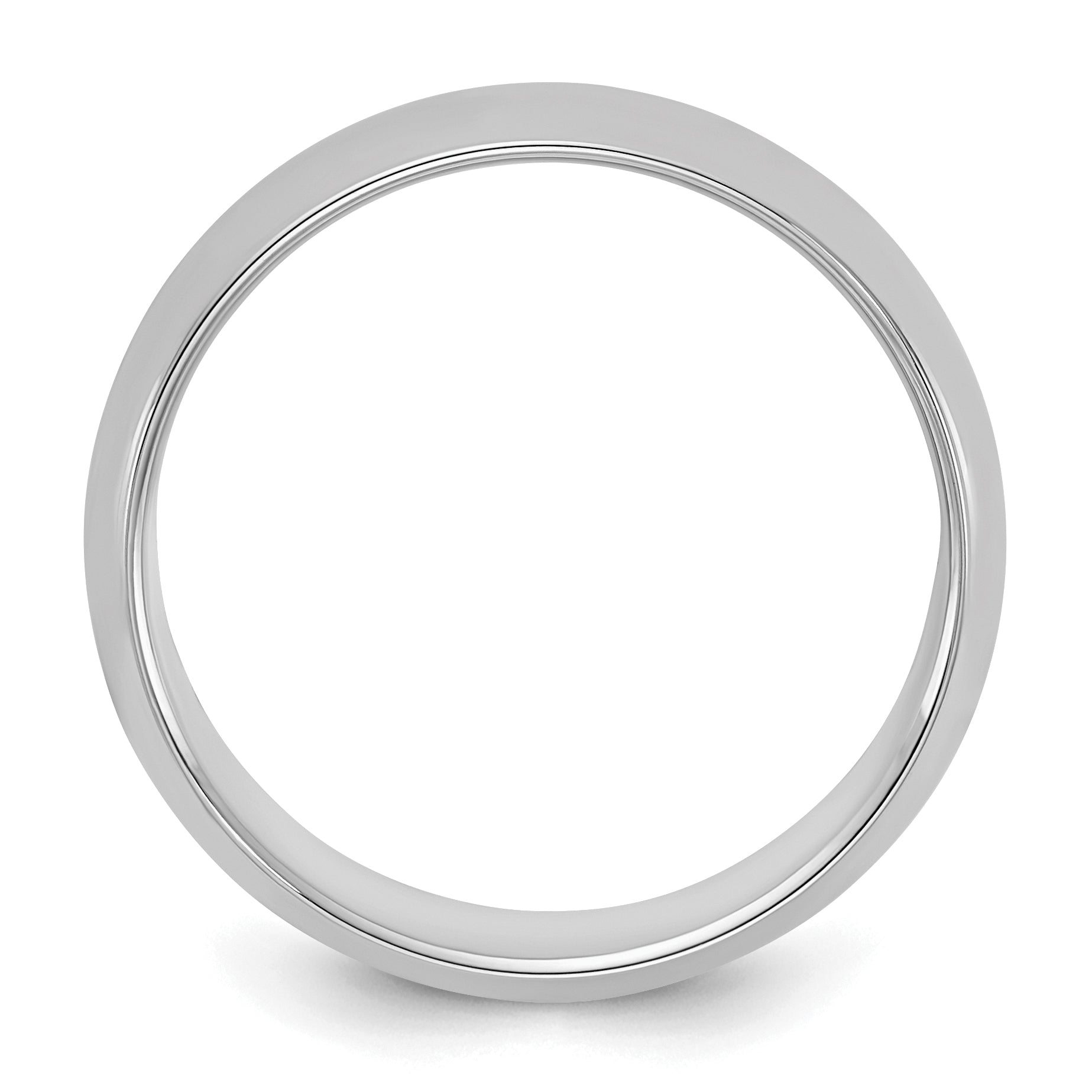 Sterling Silver Rhodium Plated 6mm Half Round Size 6.5 Band