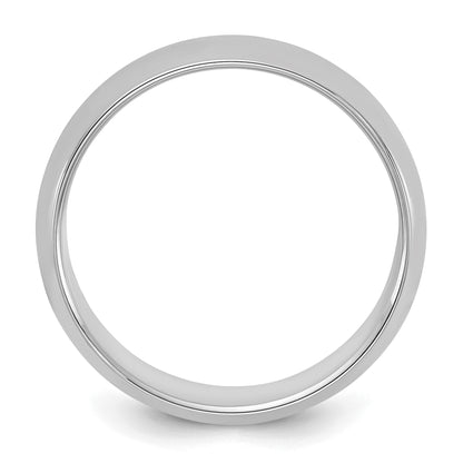 Sterling Silver Rhodium Plated 6mm Half Round Size 6.5 Band