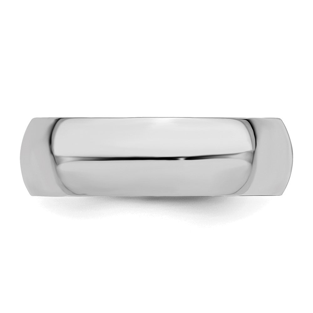 Sterling Silver Rhodium-Plated 7mm Half-Round Band