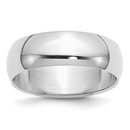 Sterling Silver Rhodium-Plated 7mm Half-Round Band