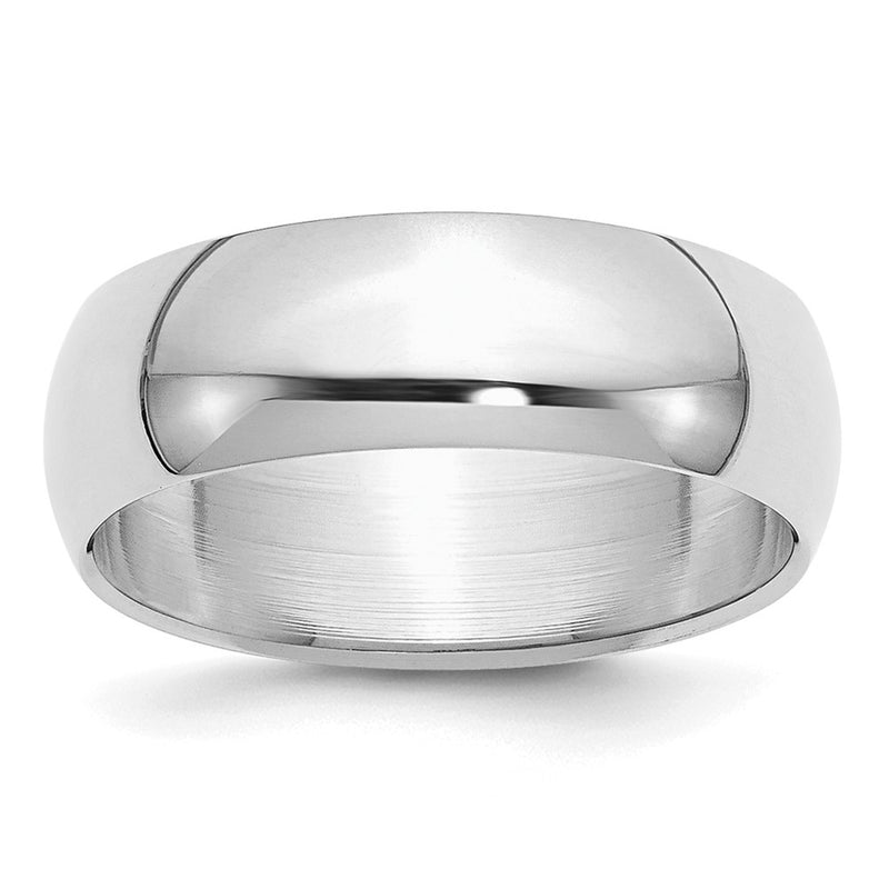 Sterling Silver Rhodium-Plated 7mm Half-Round Band