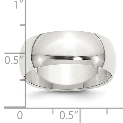 Sterling Silver 8mm Half Round Size 4 Band