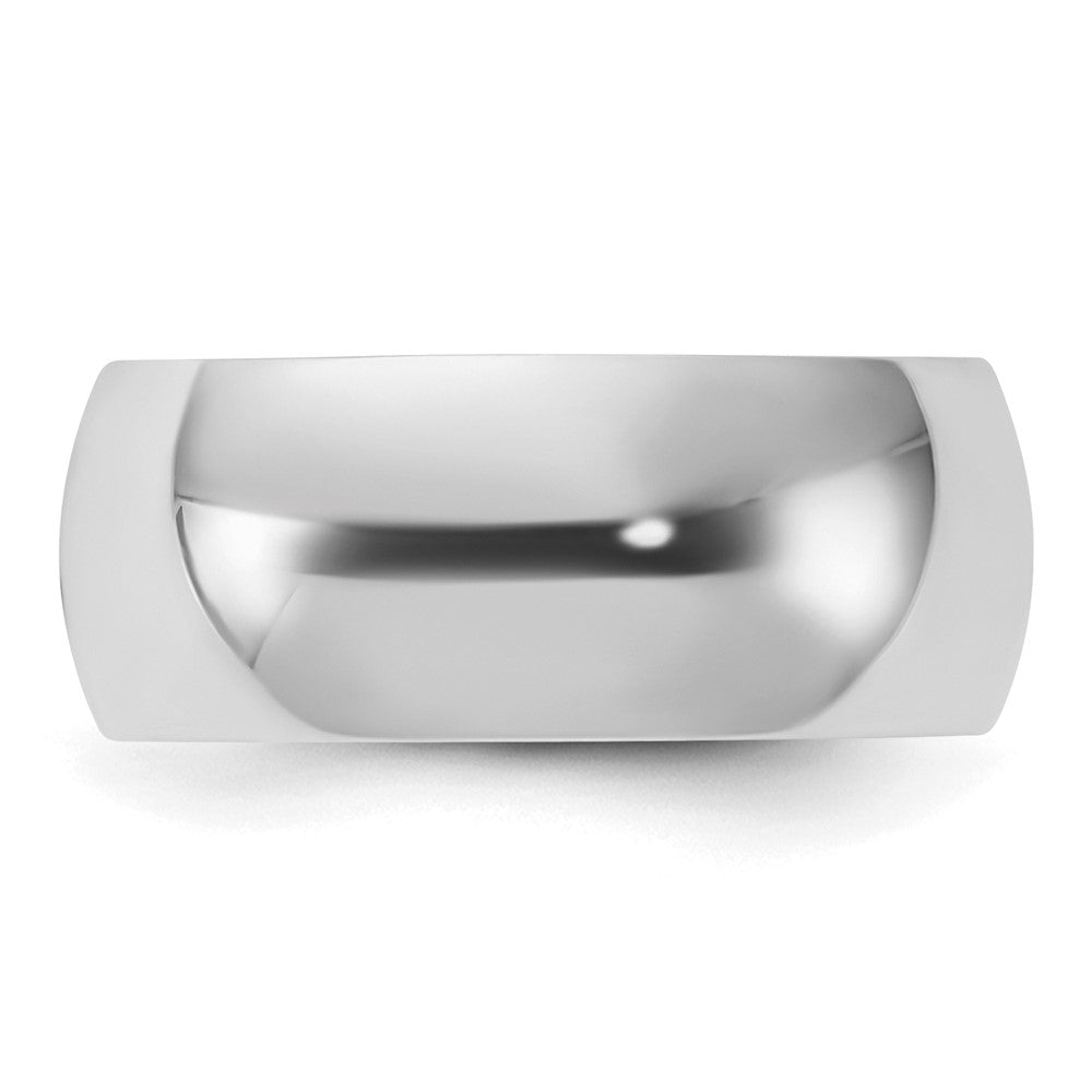 Sterling Silver Rhodium-Plated 8mm Half-Round Band