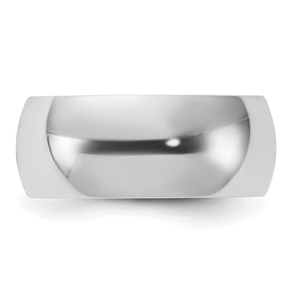 Sterling Silver Rhodium-Plated 8mm Half-Round Band