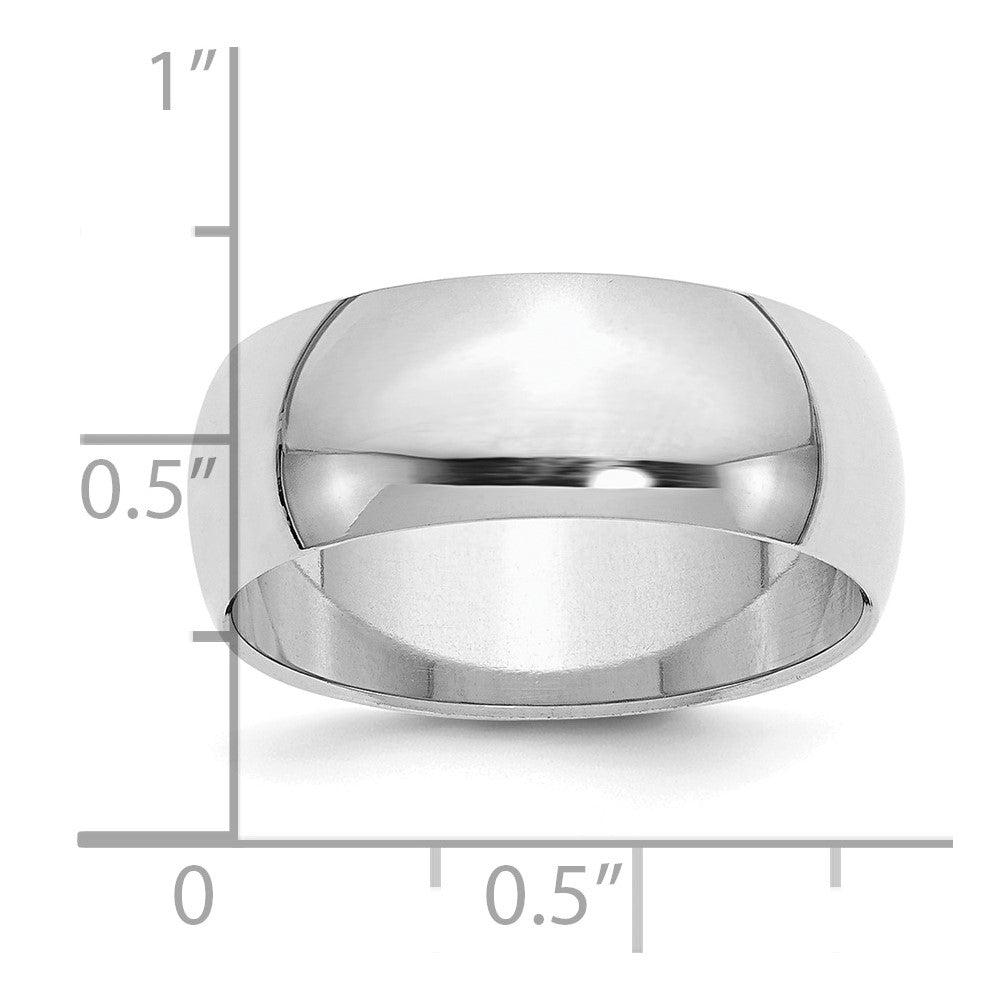 Sterling Silver Rhodium-Plated 8mm Half-Round Band