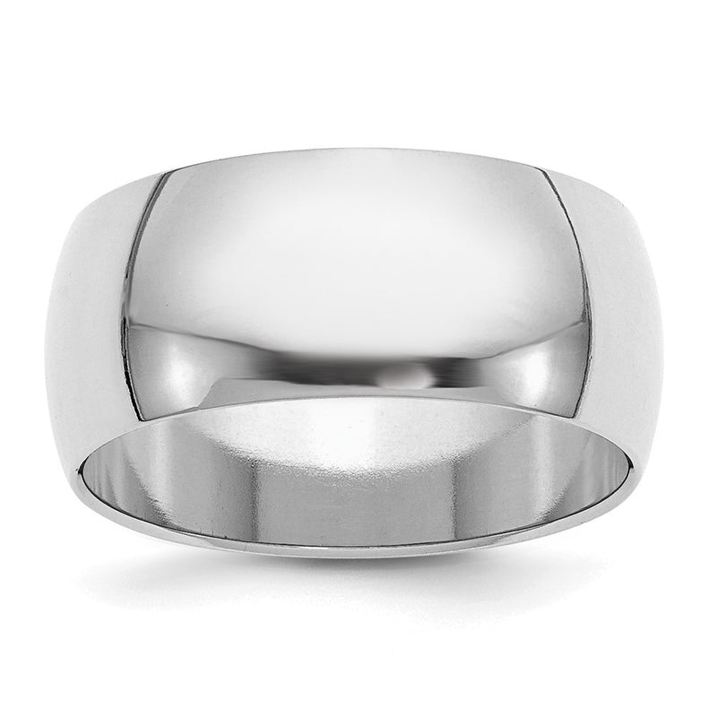 Sterling Silver Rhodium-Plated 9mm Half-Round Band