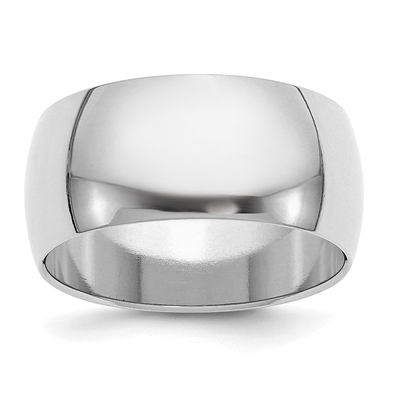 Sterling Silver Rhodium-Plated 10mm Half-Round Band