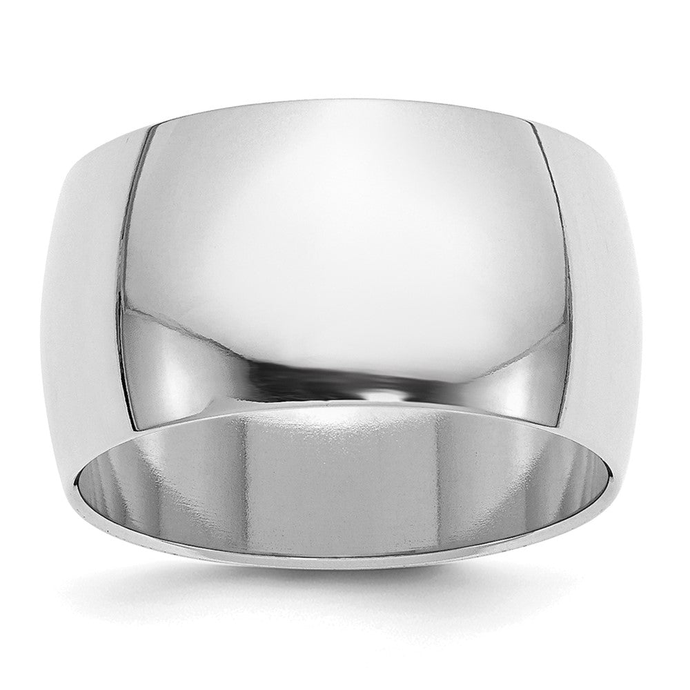 Sterling Silver Rhodium-Plated 12mm Half-Round Band